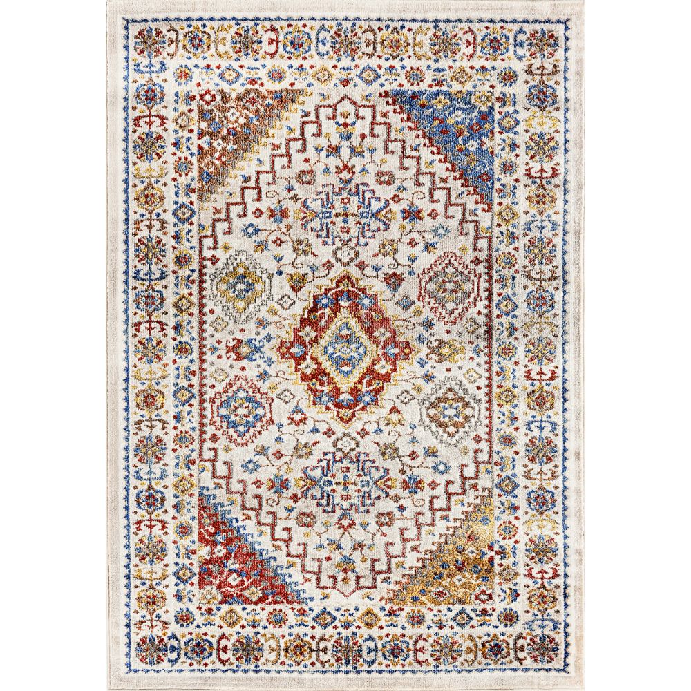 Dynamic Rugs 6801-999 Falcon 7.10 Ft. X 10.6 Ft. Rectangle Rug in Ivory/Grey/Blue/Red/Gold